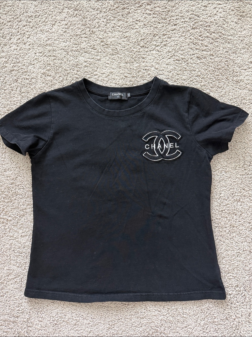 Black Designer-Inspired Logo T-Shirt – Size Tagged 2XL